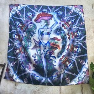 Alice In Mushroomland Trippy Psychedelic Mushroom Bandana